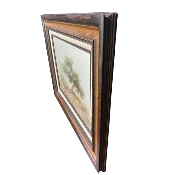 Vintage Dalhart Windberg Wood Framed Print 18x16 Deer And Tree 1970 - Picture 2 of 7